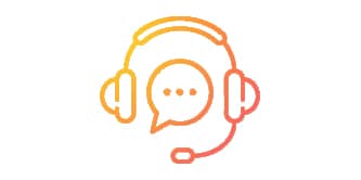 Ilustración de auriculares con burbuja de chat.
