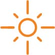 Icono de un sol que alterna rayos cortos y largos.
