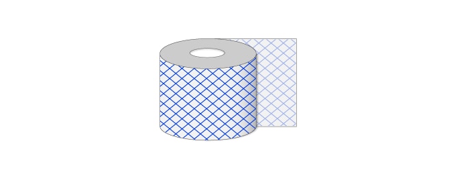 Ilustración de cintas de tejido conductoras con una cuadrícula de líneas que representa el material del tejido.
