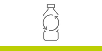 Icon of a recyclable plastic water bottle.
