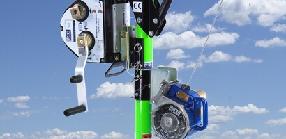 Close up of mechainical lifeline winch
