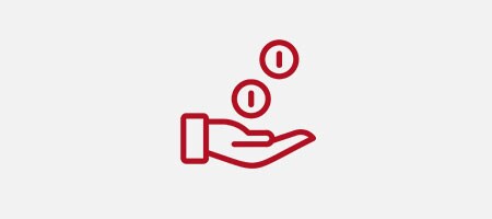 Ícono de fichas de crédito sobre una mano extendida.
