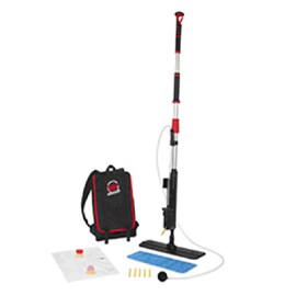 Scotch-Brite Professional Mopping & Floor Finish Applicator System, including mop, backpack and floor pad.