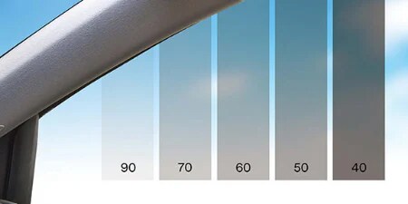 Ventana de coche con películas para ventanas superpuestas.
