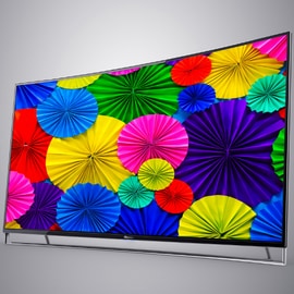 Gran pantalla con una imagen de colores brillantes en la pantalla.