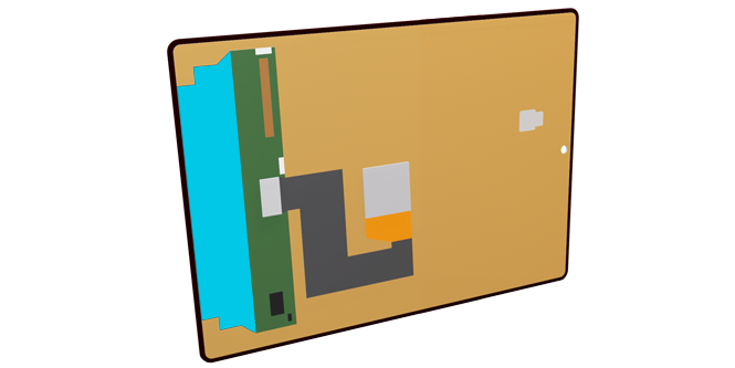 Cintas eléctricamente conductoras aplicadas al blindaje de pantallas de chip on flex (COF).
