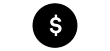 Imagen en blanco y negro de un símbolo de dolares que dice en texto menos gastos con desplazamientos.
