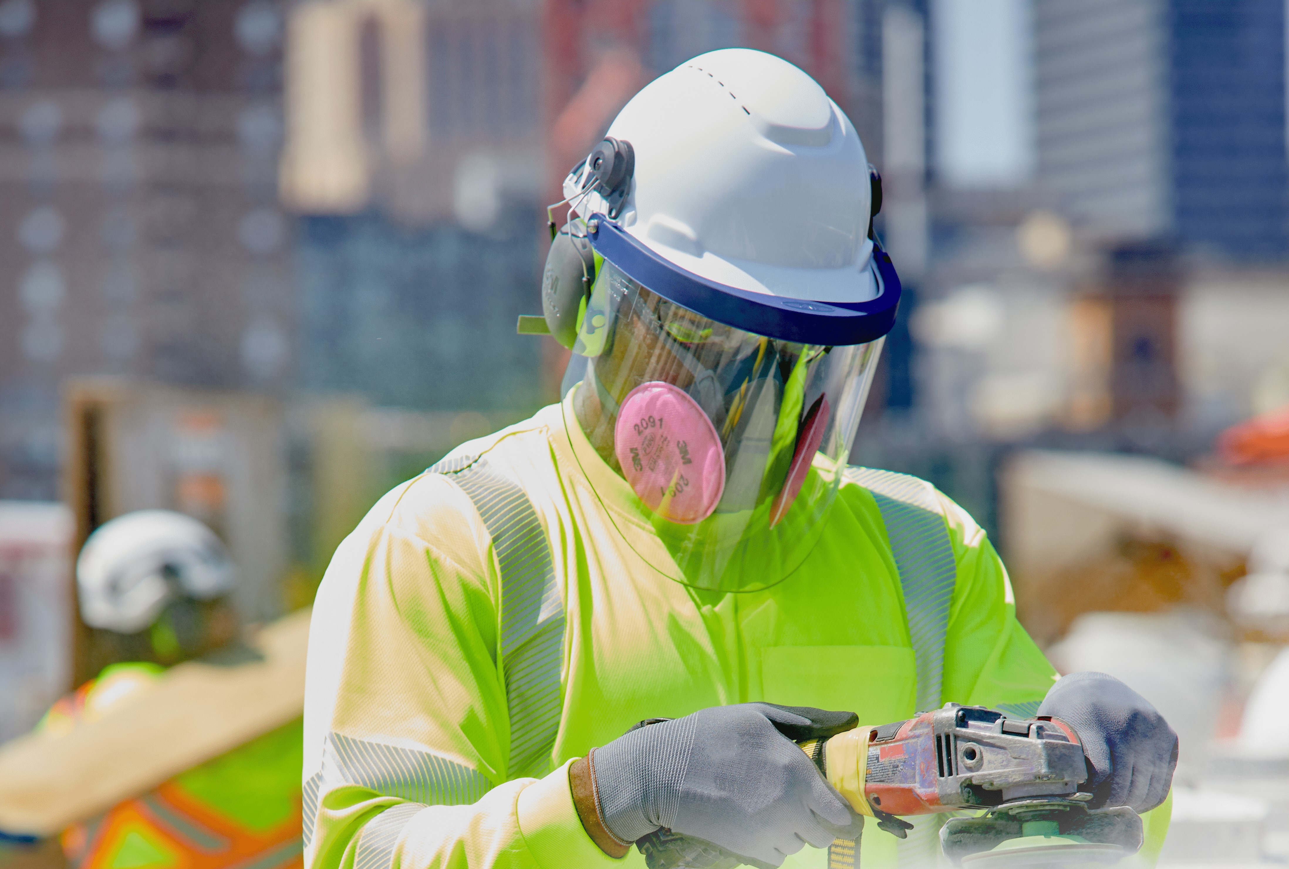 Man using 3M head protection

