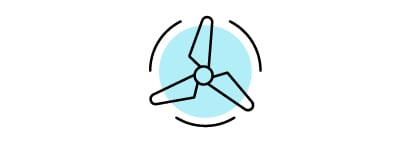 Icono de un aerogenerador en movimiento.
