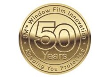 A gold medallion signifies 50 years of 3MTM Window Films expertise.