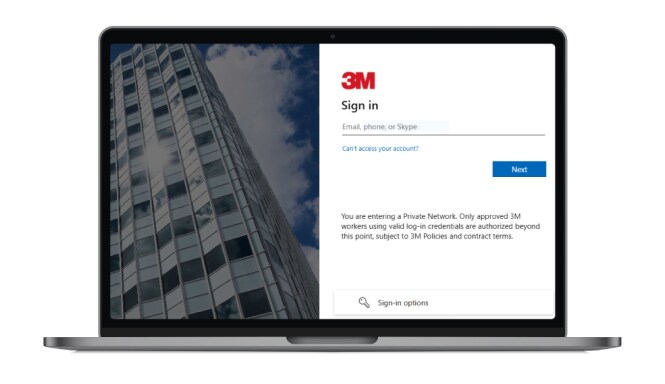 Una computadora portátil en la que se aprecia la pantalla de inicio de sesión de la aplicación My 3M.
