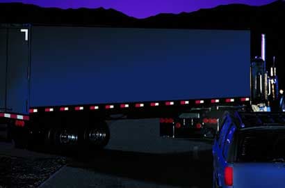Reflective tape on a semi.